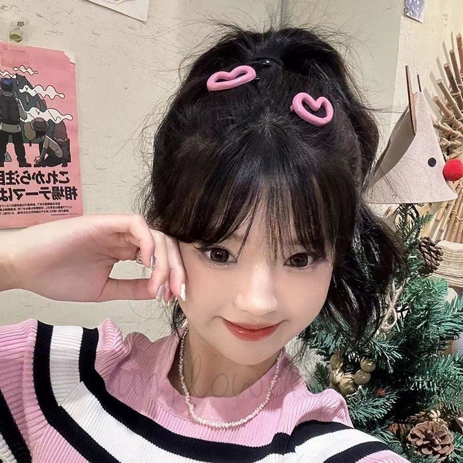 [hướng dương] ❈ 🍒 ❈ ✲ ❈ Kẹp tóc hình trái tim hồng - Giá đỡ vòng tay thân thiện với Hijab không gây dị ứng