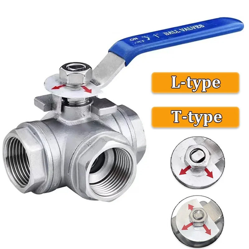 Van bi ba chiều bằng thép không gỉ 304 có khóa công tắc L / T loại một trong và hai ra công tắc van dây bên trong 6 / 4 phút