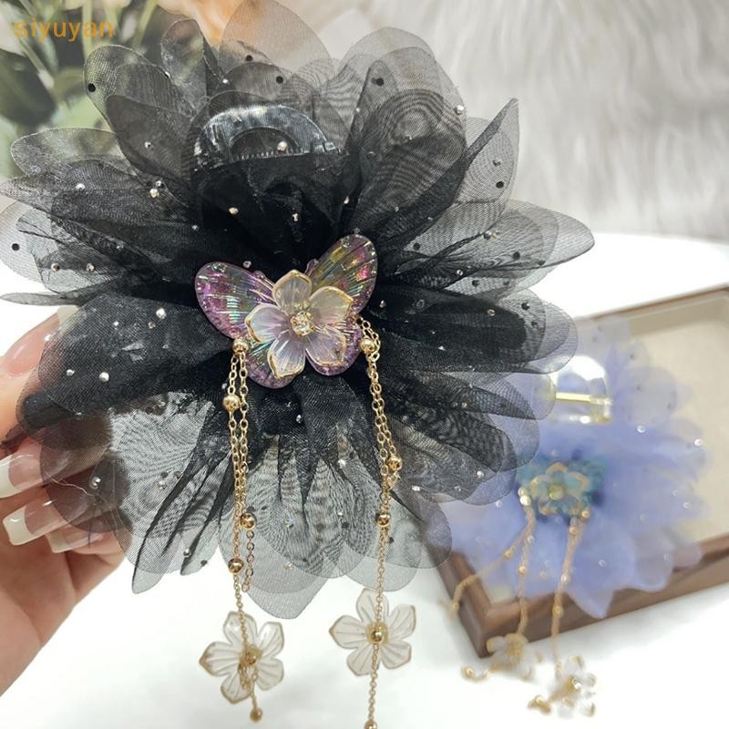 Siyuyan Thời Trang Lưới Hoa sel Kẹp Dành Cho Nữ Đuôi Ngựa Barrettes Mũ Phụ Kiện Tóc VN