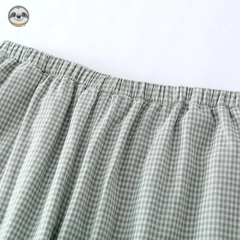 Phong cách Nhật Bản Phong cách Muji / Áo sơ mi nam kẻ sọc đơn giản Bộ đồ ngắn tay bằng Cotton nguyên chất / Bộ đồ ngủ gạc Cotton nguyên chất phong cách mỏng mùa hè / Nam có thể mặc bên ngoài Loungewear