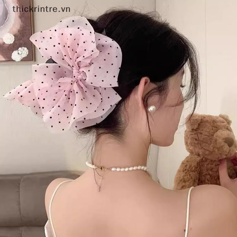 THI Thanh Lịch Tính Khí Nơ Lớn Lấy Kẹp Cho Người Phụ Nữ Đuôi Ngựa Bím Tóc Vuốt Tóc Thời Trang Phụ Kiện Tóc Mũ Đội Đầu VN