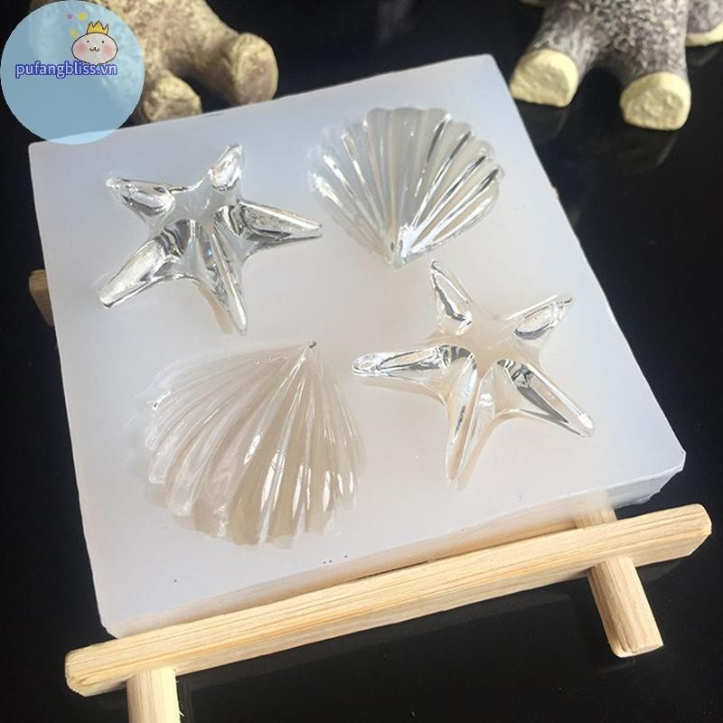 Pufangbliss Khuôn Silicon DIY Sao Biển Conch Silicon Khuôn Làm Bánh Kẹo Bánh Trang Trí Dụng Cụ Đất Sét Nhựa Nghệ Thuật Khuôn VN