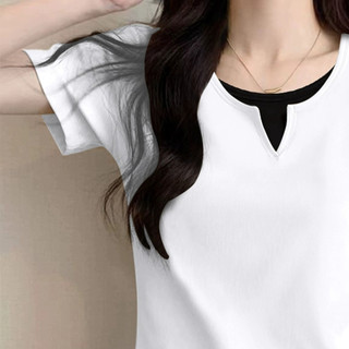 [MIZIQI] Áo thun ngắn tay hai mảnh Cotton nguyên chất cỡ lớn dành cho nữ, Áo thun ngắn tay in hình trái tim nguyên bản