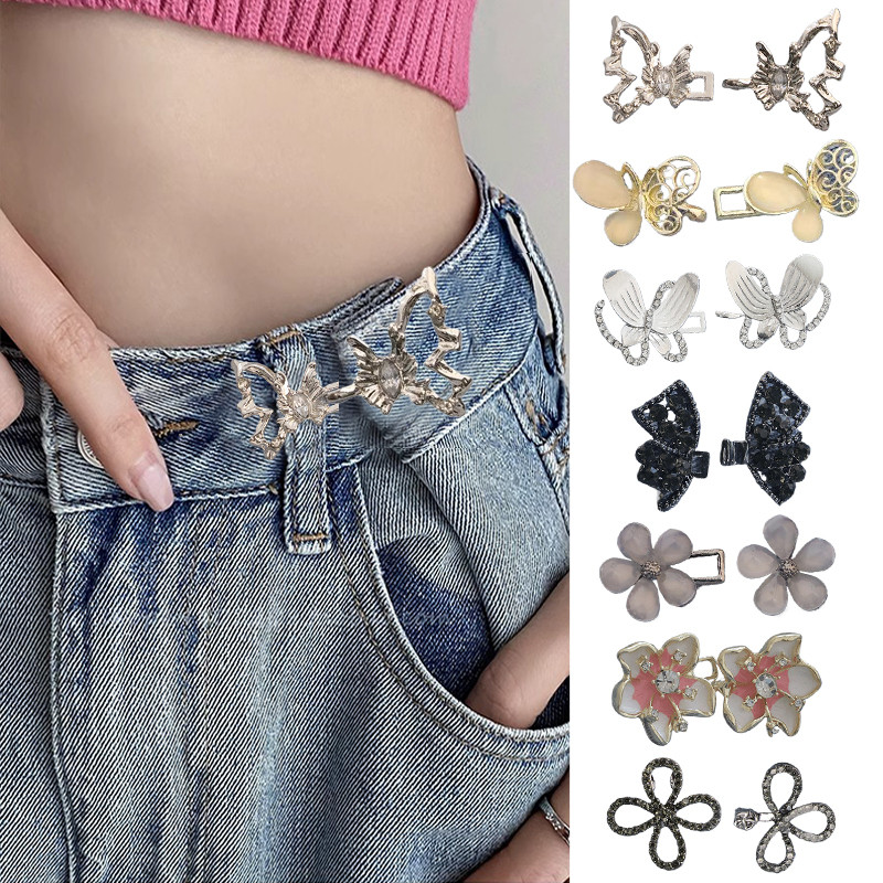 Cặp khóa thắt lưng có thể tháo rời, không cần đinh, không đường may, quần jean nút thu vào eo, phụ kiện thu vào eo