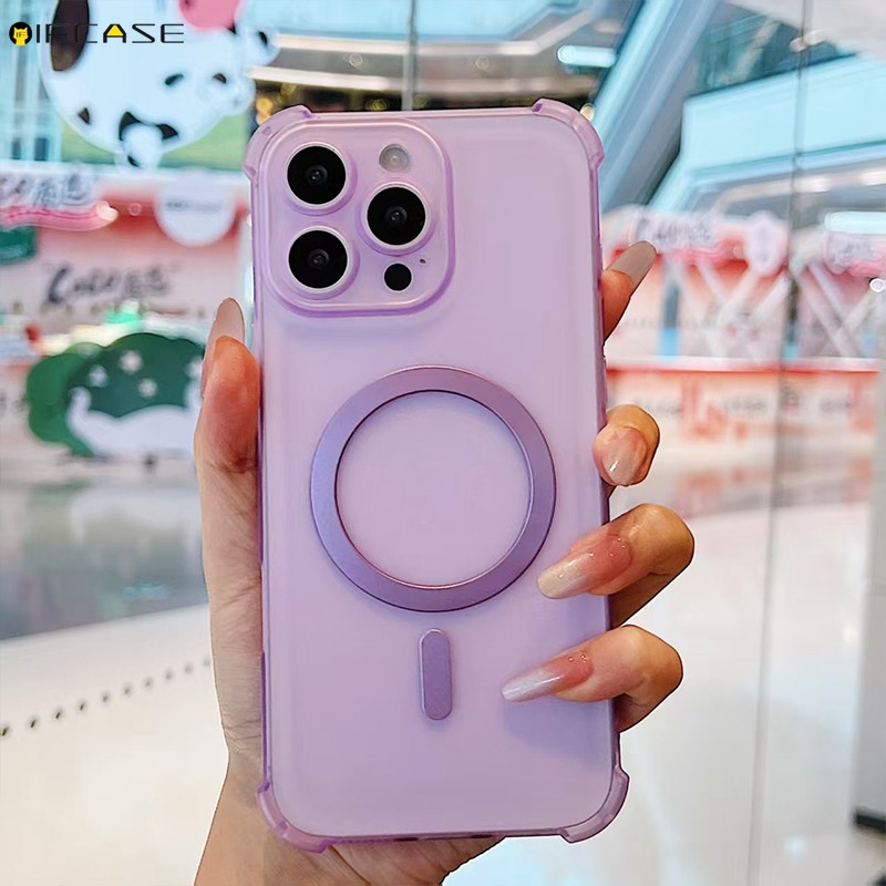 Tương Thích Cho iPhone 13 12 Mini 11 Pro XS Max XR X 7 8 Plus SE Ốp Điện Thoại Từ Tính Mờ Mờ Kinh Doanh Đơn Giản Túi Khí Chống Sốc Vỏ Mềm Ốp Lưng