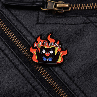 'LET It BURN 'Angry Black Cat Huy Hiệu Hoạt Hình Dễ Thương Men Trâm Ba Lô Phụ Kiện Trang Sức Quà Tặng Cho Bạn Bè