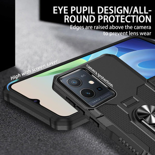 Dành Cho Vivo Y55 + 5G / Y30 5G Ốp điện thoại PC Cứng Mềm TPU Cạnh Bảo Vệ Camera Giá Đỡ Nhẫn Chân Đế Chống Sốc Mỏng Bao