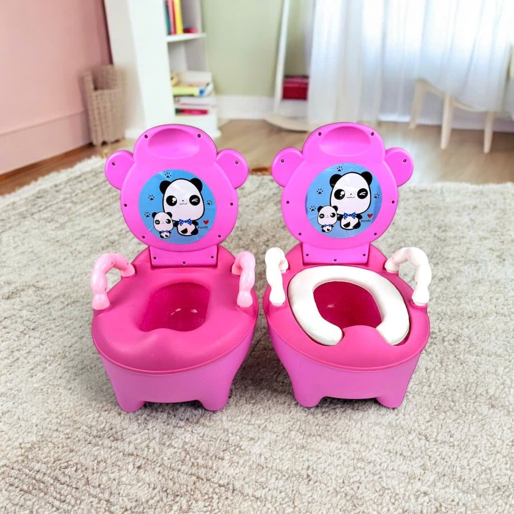 Bô Vệ Sinh Trẻ Em Hình Gấu Panda Vinh Nam Plastic Hàng Cao Cấp, Bô Cho Bé Bằng Nhựa Có Mút Đế Ngồi