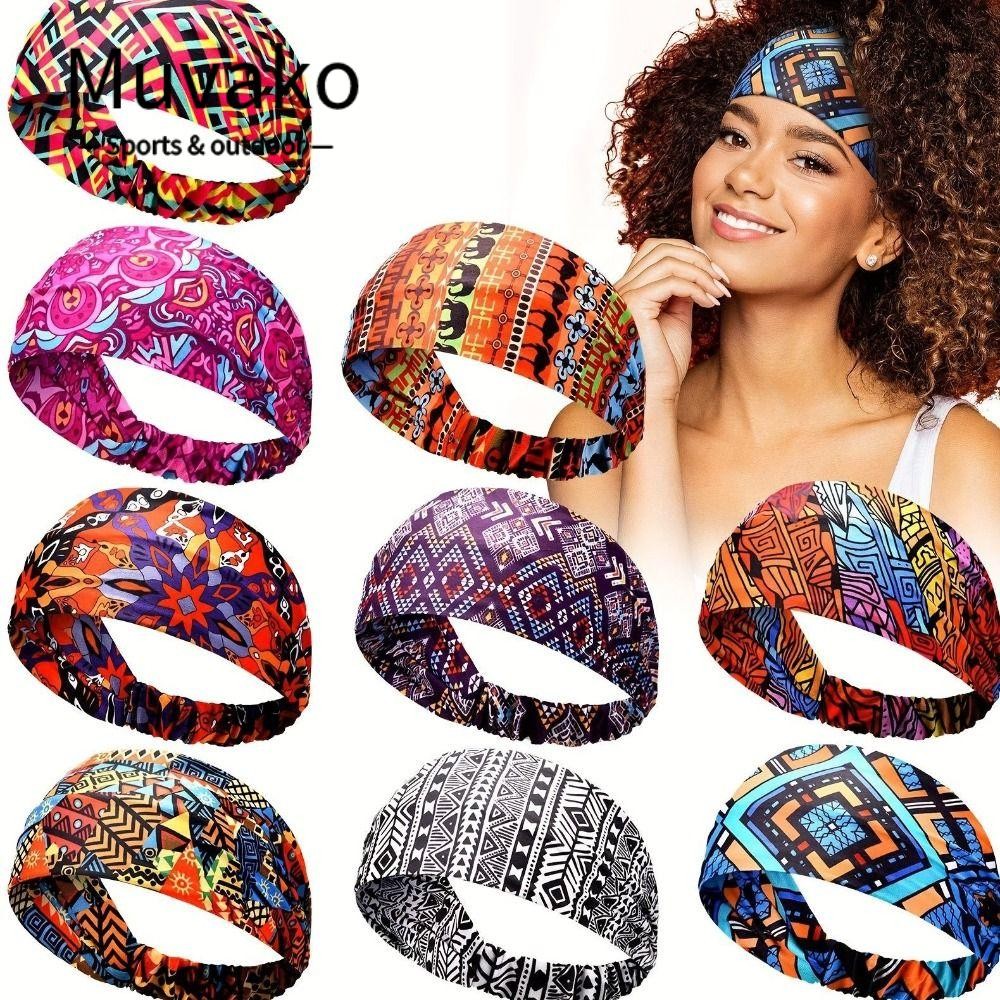 Băng Đô MUVAKO, Băng Đô Quấn Tóc Cotton Bohemian, Phong Cách Chống Trơn Trượt Co Giãn Cực Lớn Mũ Turban Đi Ngày Lễ