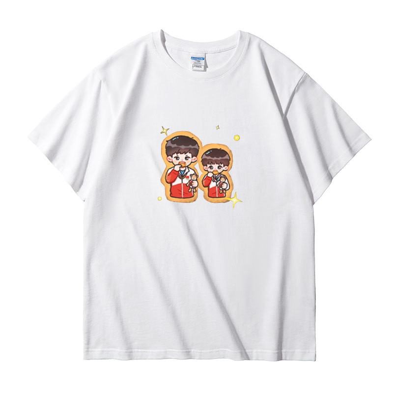 Bán Hàng Mới Shatou Kết Hợp Son Yingsha Wang Chuqin Hàng Hóa Phiên Bản Q Cotton Nguyên Chất Áo Thun Tay Ngắn Phù Hợp Với Nam Nữ Cặp Đôi Cùng Phong Cách Quần Áo Chất Lượng Cao