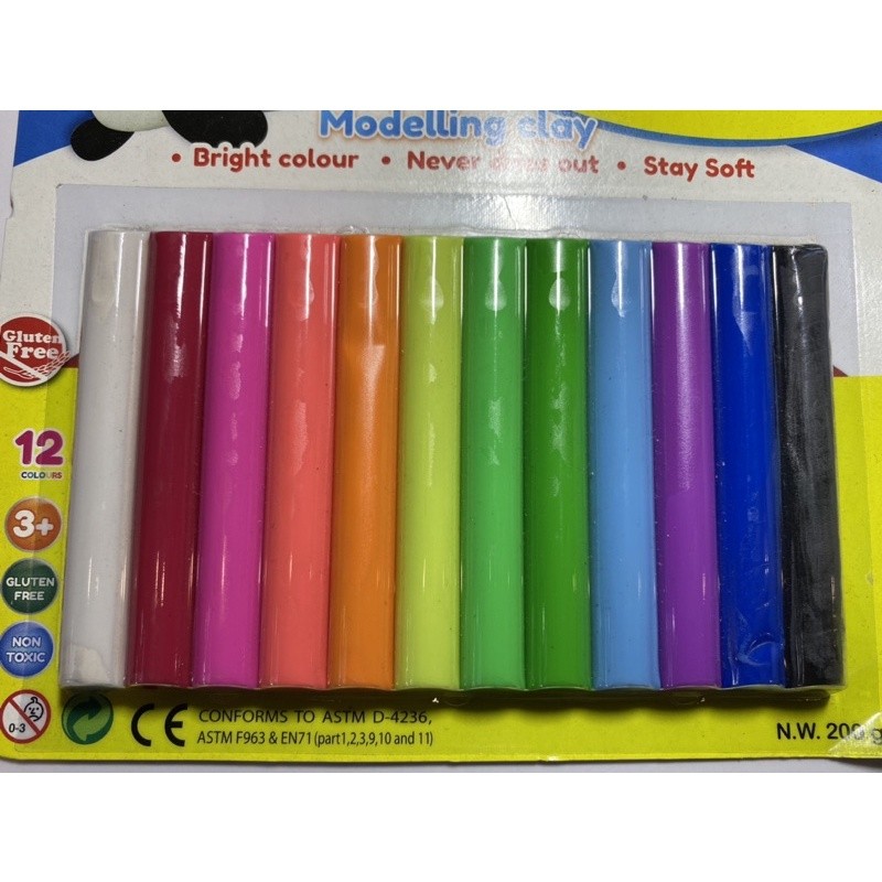 Đất nặn 12 màu Kiddy Clay Thái Lan ST-200-12.