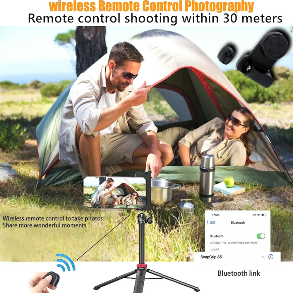 Giá đỡ kẹp Selfie điện thoại từ tính INOVAGEN có Camera Màn trập từ xa Bluetooth, Đèn lấp đầy có thể điều chỉnh, Vít 1 / 4, Giá đỡ điện thoại Tay cầm Selfie Bộ ổn định Camera cho Android, i-Phone