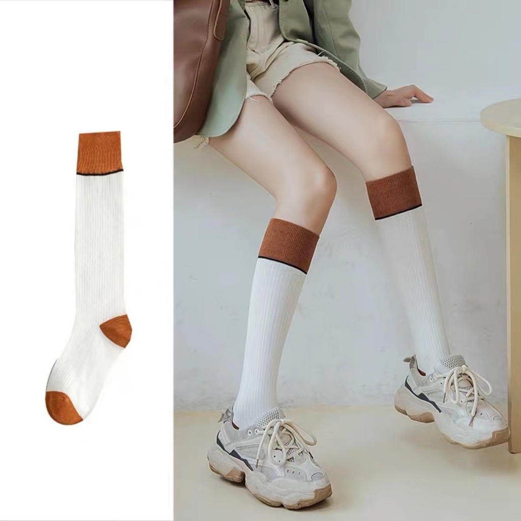 Tất ống cao nữ kiểu dáng cổ điển mỏng mùa xuân thu phong cách Hàn Quốc