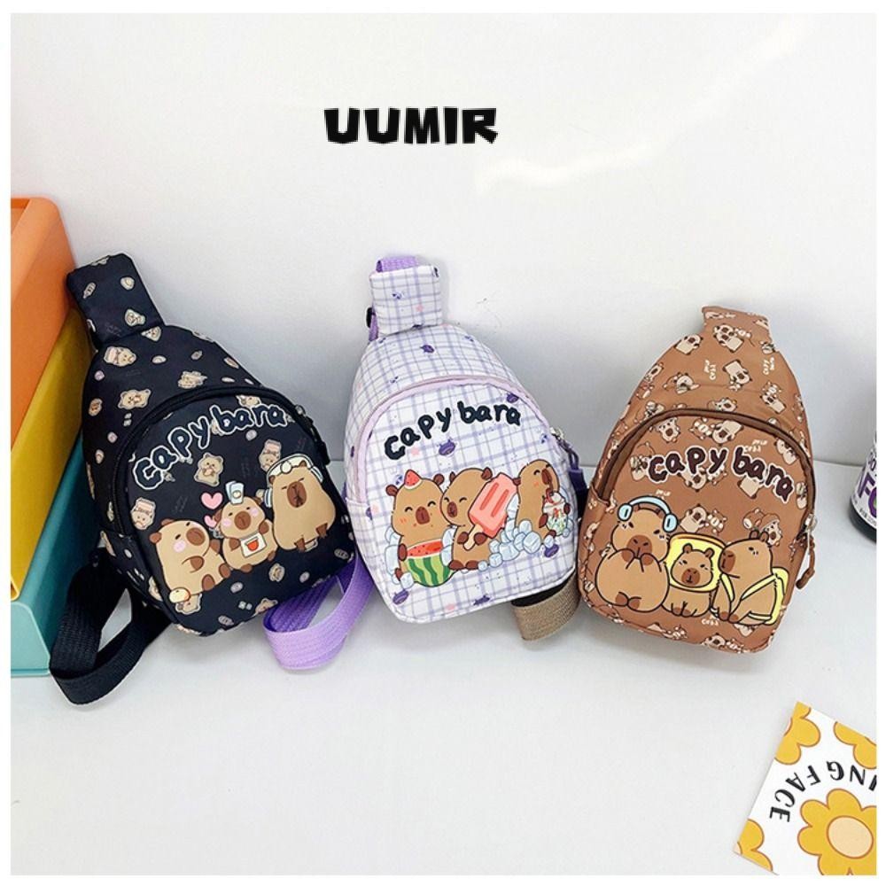 Túi đeo ngực UUMIR, Túi đeo vai Capybara nhẹ, Túi đeo chéo động vật hoạt hình bằng Nylon dễ thương cho trẻ em