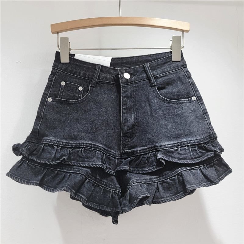 Phiên Bản Hàn Quốc Ngọt Ngào Nấm Cạnh Quần Short Denim Nữ Mùa Hè Siêu Đẹp Co Giãn Tất Cả Trận Đấu Cao Cấp Ôm Hơn Nhìn