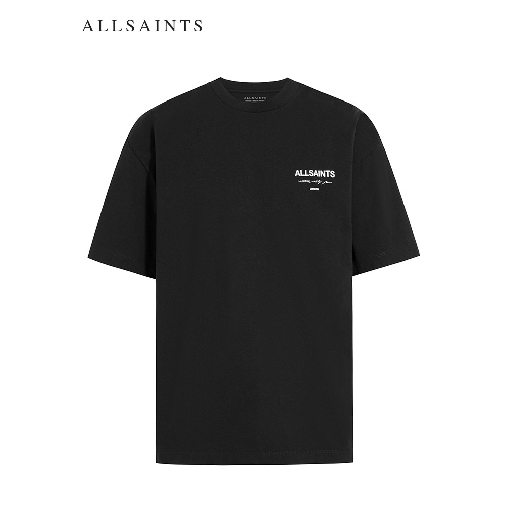 ALLSAINTS Áo thun nam Cotton nguyên chất dáng rộng phù hợp cho mọi trận đấu ngắn tay mùa hè cổ điển M045PA