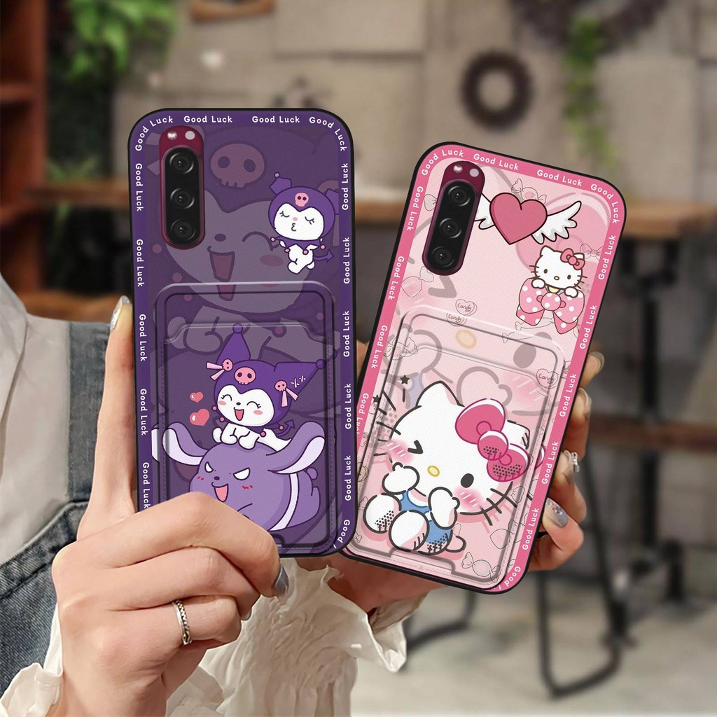 Graffiti Ốp lưng Cho Sony Xperia 5 / XZ5 Tay Thẻ Khe Cắm Thẻ Vỏ Silicon TPU Dễ Thương Chống Va Đập Thiết Kế Thời Trang Túi Đựng Thẻ Chống Sốc Chống Thấm Nước Mềm Bền
