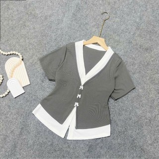 Set đồ bigsize áo kiểu đính nơ hai lớp phối chân váy xòe lưng chun tôn dáng và che khuyết diểm SET A271+CV15