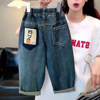 Quần jeans gradient cho bé trai mùa xuân và mùa thu, quần dài hoạt hình cho trẻ nhỏ