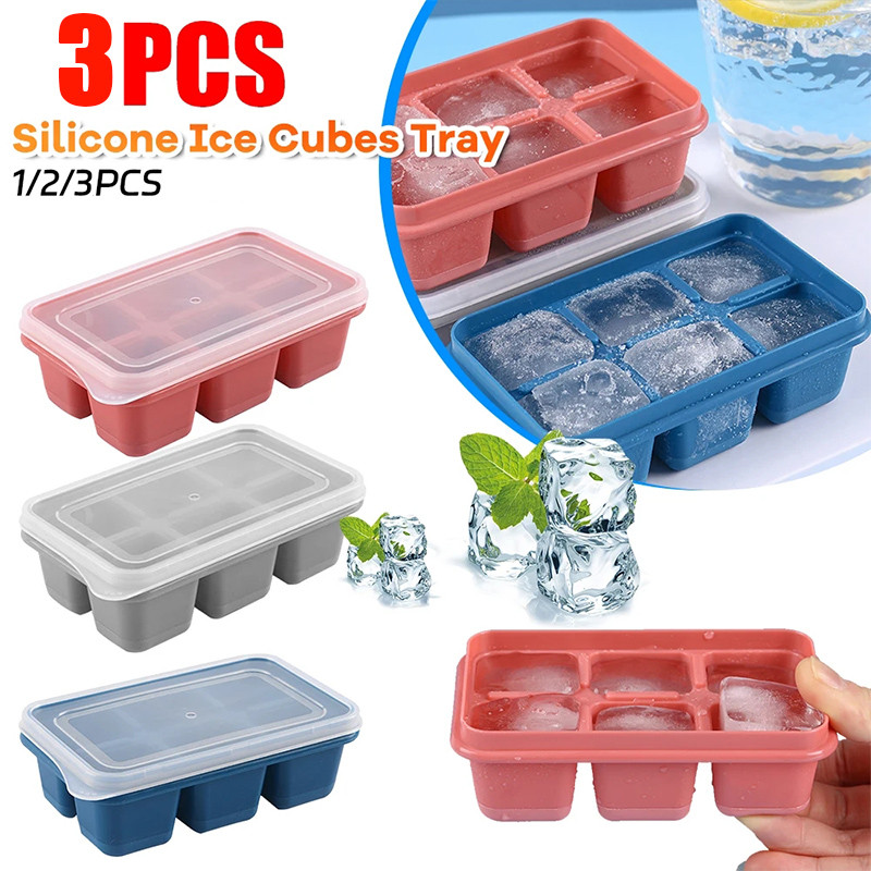 1 / 2 / 3 Khoang Silicon Đá Khay Có Nắp Thực Phẩm Khuôn Linh Hoạt Cho Tủ Đông Cocktail