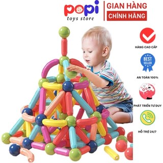 Bộ Xếp Hình Nam Châm 64 Chi Tiết – Đồ Chơi Xếp Hình Thông Minh An Toàn Cho Bé Phát Triển Tư Duy