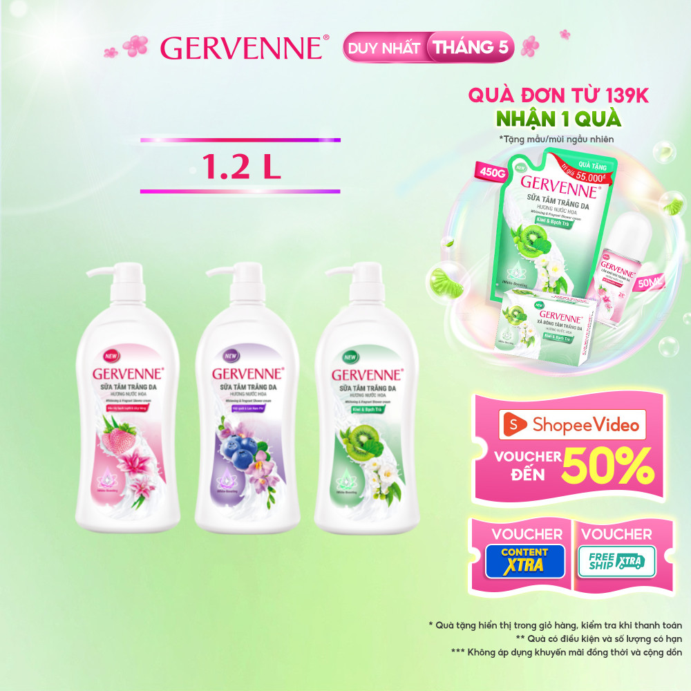 Ảnh Sữa tắm trắng da hương nước hoa Gervenne 1.2L (3 mùi) 1