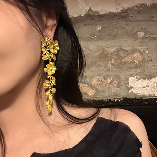 Phóng Đại Pháp Hoa Vàng Tua Rua Bông Tai Nữ Phong Cách Mới Nhẹ Sang Trọng Cao Cấp Bông Tai Niche Tính Khí Bông Tai