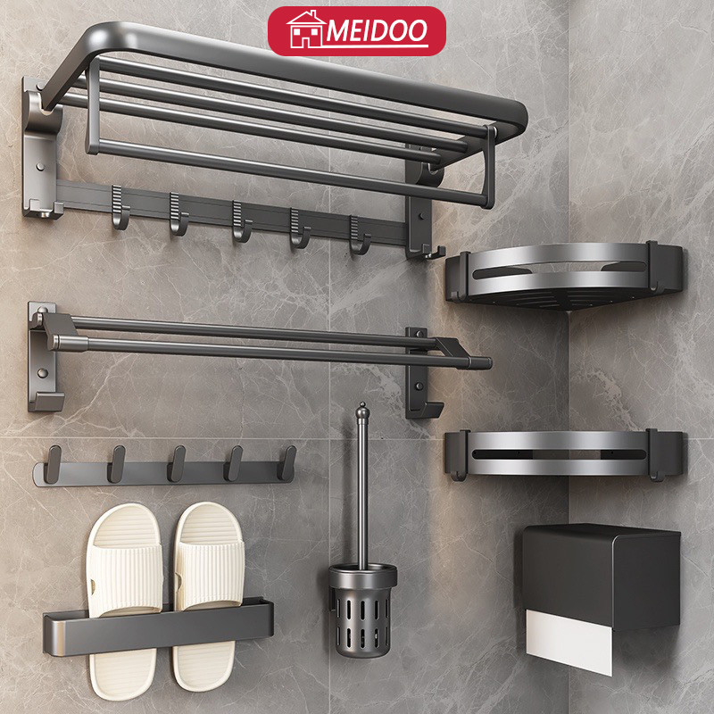 Giá treo khăn treo tường Meidoo đa chức năng không khoan hợp kim nhôm chắc chắn và bền