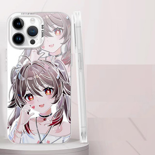 Genshin Impact Furina Hu Tao Raiden Shogun Vỏ Cho Iphone 16 Pro Max 16e 11 12 13 14 15 Pro Max 7 8 Plus XR X XS Vỏ Hoạt Hình Dễ Thương Chống Sốc Cứng Acrylic Bạc Laser