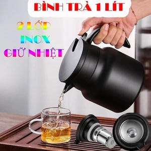 Bình trà giữ nhiệt có lưới lọc trà lõi inox 316 dung tích 1 lít - Phích nước nóng có tay cầm...