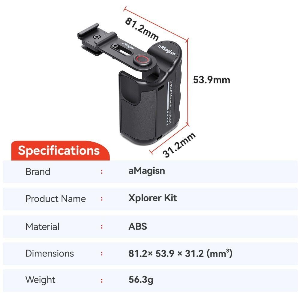 Tay cầm cầm máy ảnh hành động KEYRA, Giá đỡ Vlog StreetGrip bằng nhựa, Nút chụp có thể điều chỉnh Tay cầm máy ảnh mở rộng Bộ chuyển đổi cho DJI Action / Insta360 Ace