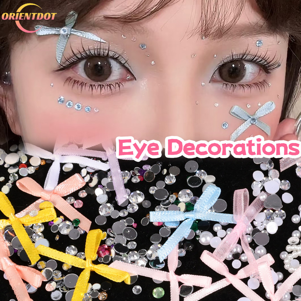 Trang trí trang sức trang điểm mặt lễ hội âm nhạc - Miếng dán mặt nơ & kim cương giả 3D ngọt ngào - Hình xăm tạm thời lấp lánh