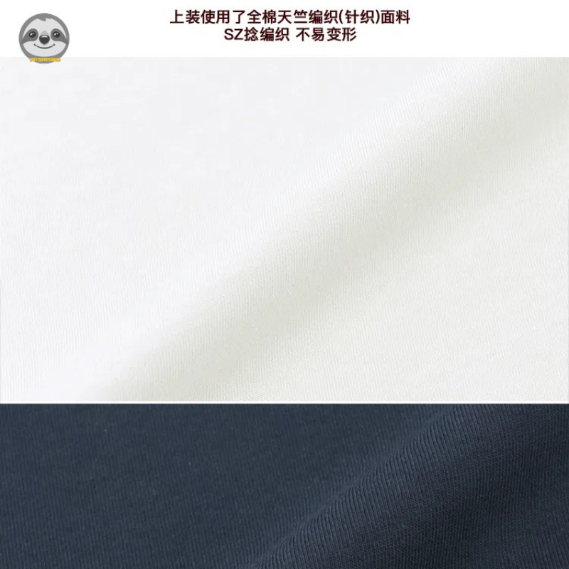 Phong cách Nhật Bản Muji Style / Bộ đồ ngủ ngắn tay bằng vải Cotton / Quần ngủ gạc hai lớp bằng Cotton