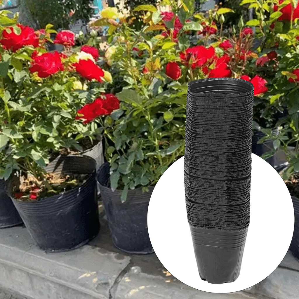 Cốc gieo hạt bằng nhựa dày 50 / 100 CÁI Chậu ươm đa kích thước, 4 kích cỡ Cốc nhân giống thực vật màu đen có lỗ để làm vườn rau