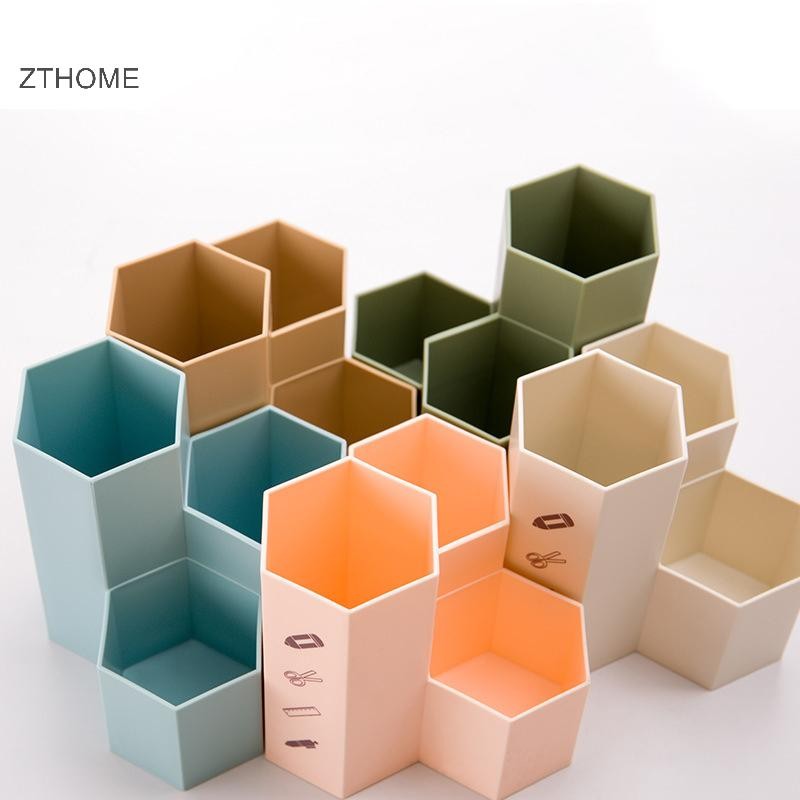 Zthome Đơn Giản Mờ Tổ Ong Bút Dung Tích Lớn Đa Năng Bàn Văn Phòng Phẩm Hộp Bảo Quản Phụ Kiện Văn Phòng HOT