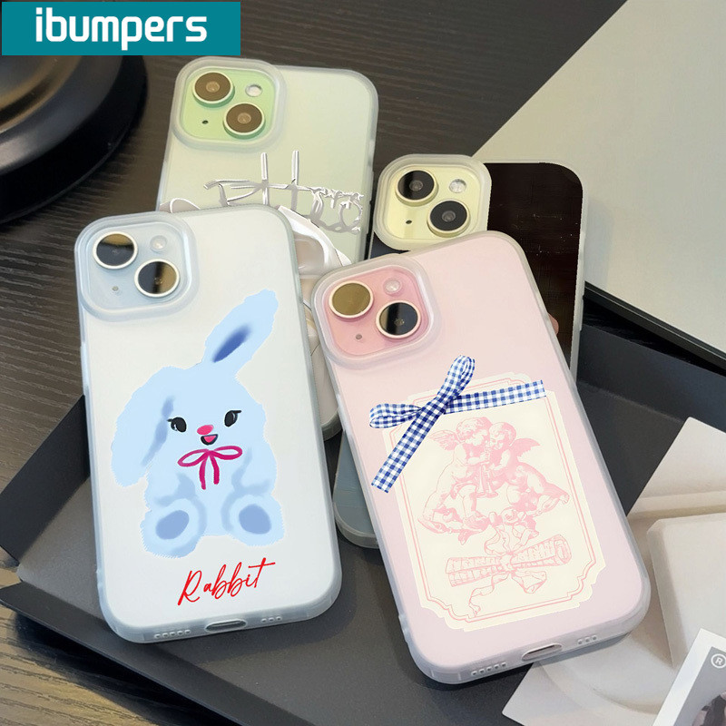 ibumpers Ốp Lưng IPhone Họa Tiết Thỏ Nơ Dễ Thương Đẹp Ốp Điện Thoại Trong Suốt Nhám Mờ TPU Mỏng Chống Sốc Chống Bẩn Cho IPhone 16 15 14 12 13 11 Pro Max IP 7 8 Plus X XS XR