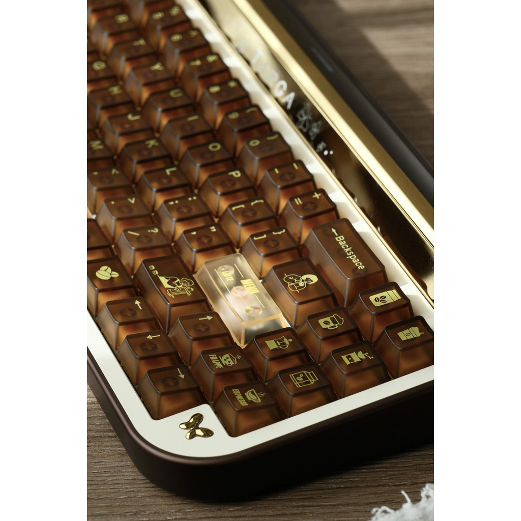Keygenius Coffee House Keycaps Foggy Transparent Brown PC Cherry Profile keycap set cho bàn phím cơ | BigBuy360 - bigbuy360.vn