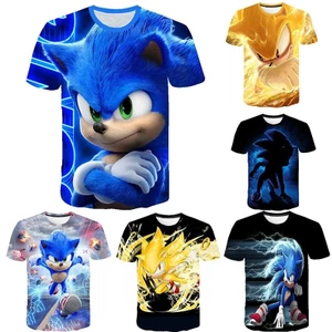 Sonic Nhật Bản Anime 3D In T-Shirt Phim Hoạt Hình Harajuku Chàng Trai Phim Hoạt Hình Áo Thun Giản Dị Mát Mẻ Trẻ Em Của Chàng Trai T-Shirt 2024 Mùa Hè Mới