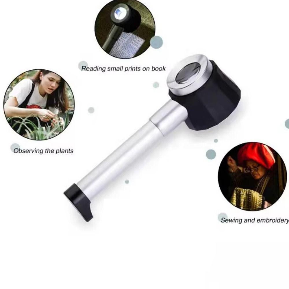 Kính lúp quang học JSJING, 45X với 3 đèn LED Lúp chiếu sáng cầm tay, Dụng cụ quang học Kim loại Tầm nhìn rõ ràng Trang sức đa năng Lúp Kính lúp