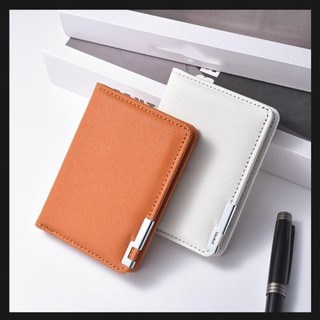 [Còn hàng] Ví nam OAKANDME Retro, Ví đựng tiền xu hai lần màu cam đen xám trắng, Da PU siêu mỏng nhiều túi Thẻ tín dụng
