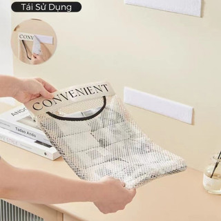 Túi lưới đựng đồ đa năng dán tủ bếp,Giỏ túi đựng tất vớ Túi đựng đồ lót dán tường cạnh tủ,Túi lưu trữ túi bóng rác SUNND