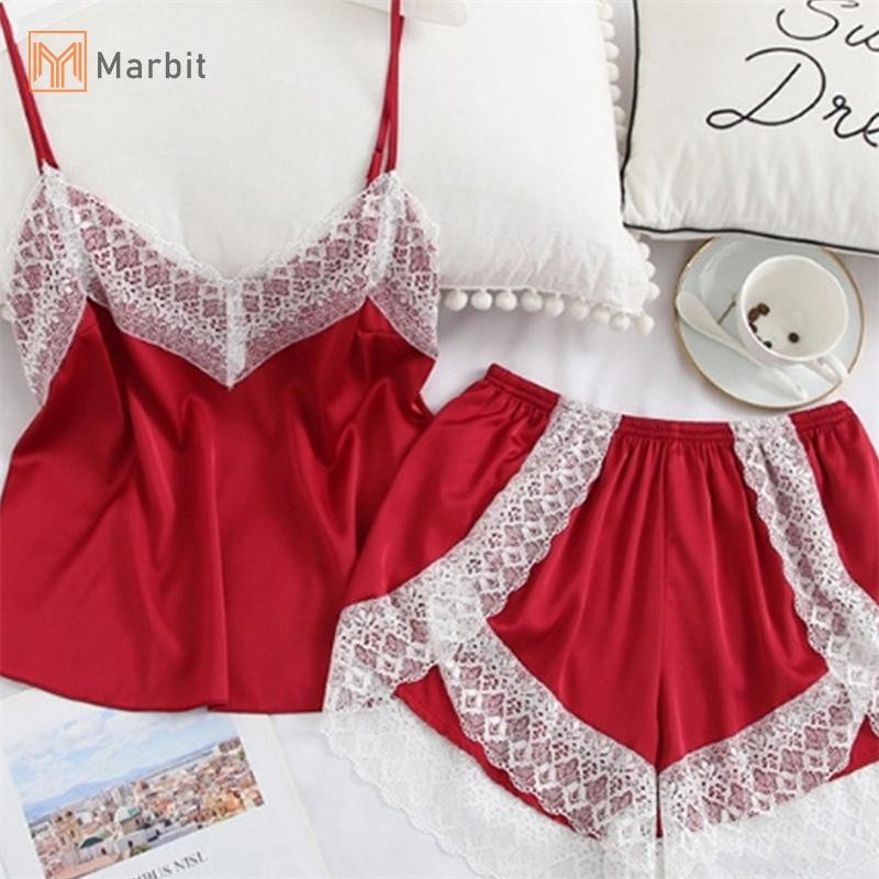 Marbit Gợi Cảm Ren Nối Suspender Quần Short Rời Hai Mảnh Pyjama Bộ Dành Cho Nữ Mới