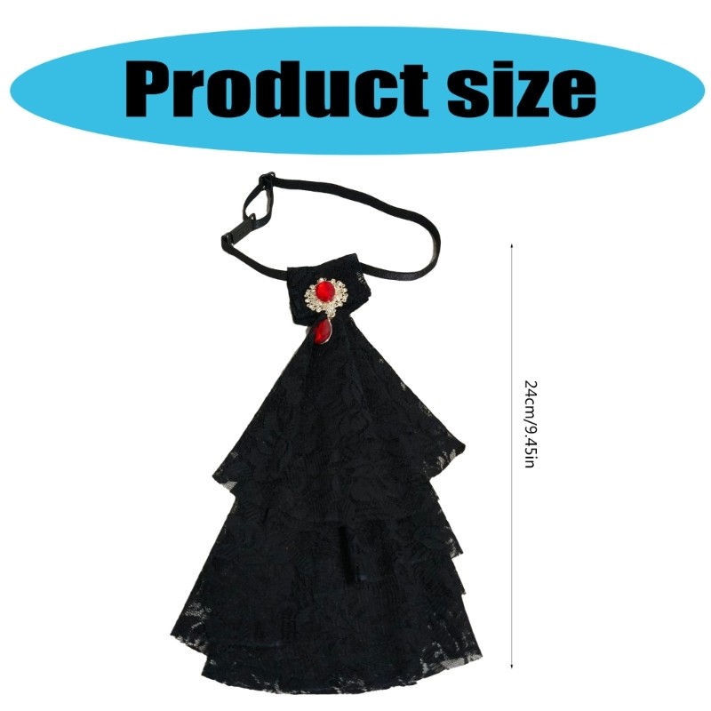 Coo Gothic Ren Ruffle Cổ Giả Jabot Victoria Steampunk Cổ Phụ Kiện