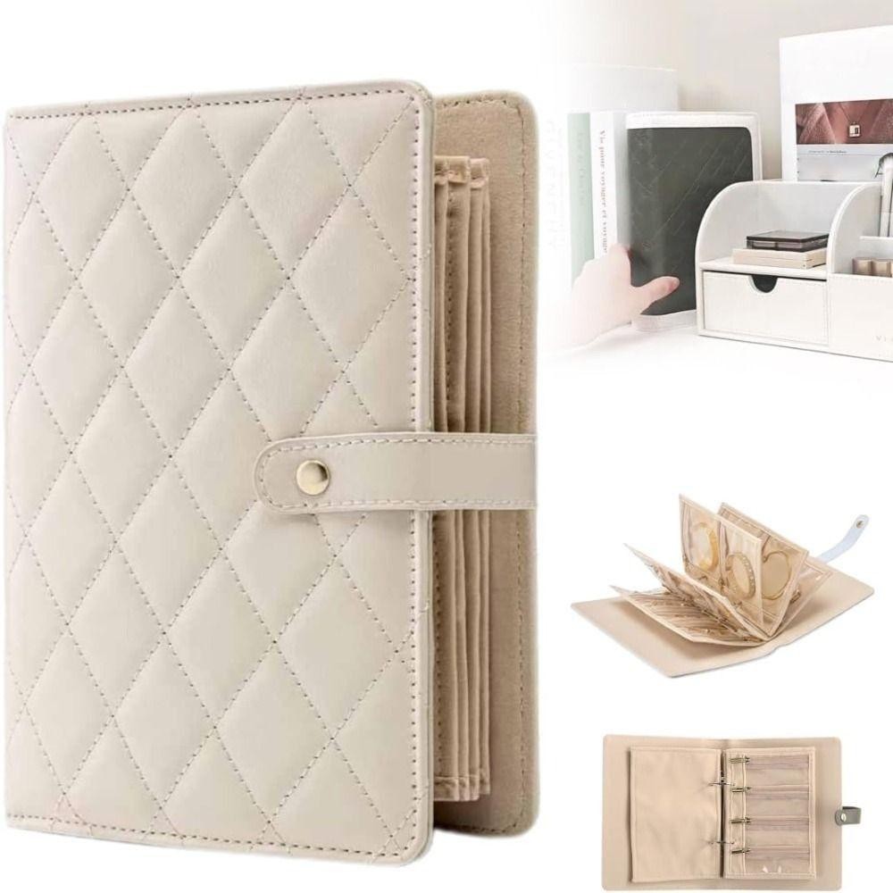 Sách lưu trữ chất kết dính vòng cổ SLICELLIFE, Sách lưu trữ trang sức nhung trong suốt, có túi dây kéo Túi lưu trữ bằng da PU sang trọng để trang sức