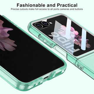 Dành Cho Samsung Z Flip 6 Flip 5 Ốp Lưng Trong Suốt Có Bảo Vệ Màn Hình Cửa Sổ Lớn Siêu Mỏng PC Trong Suốt Bao Da Cho Samsung Galaxy Z Flip 5 6