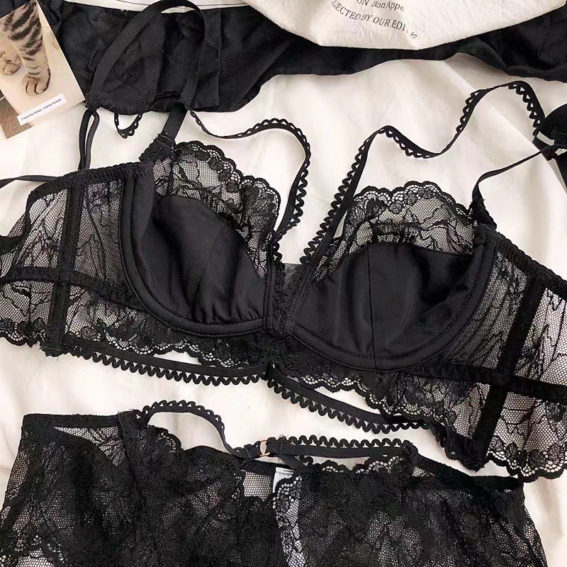 Ngực Lớn Nhìn Nhỏ Tập Hợp Siêu Mỏng Pure Desire Pháp Gợi Cảm Ren Bộ Áo Ngực Nữ