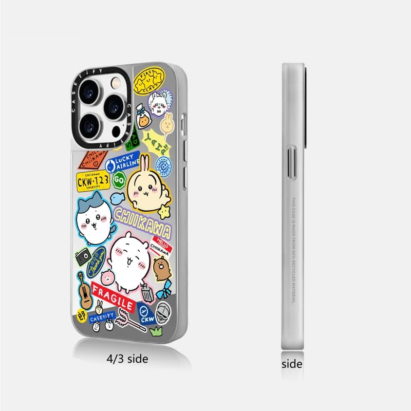 Casetify X Chiikawa Hành Lý Miếng Dán Ốp Lưng Từ Tính Hút Đen & Bạc Gương IPhone IPhone 16 15 14 13 12 Pro Max Plus Ốp Lưng Cứng Có Hộp Khắc logo