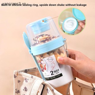 {YAN3} Cốc Salad Hai Lớp Di Động Bột Yến Mạch Ngũ Cốc Hạt Sữa Chua Salad Bộ Hộp Đựng Có Nĩa Hộp Cơm Trưa Trường Học Hộp Bảo Quản Thực Phẩm {yancrane3.vn}