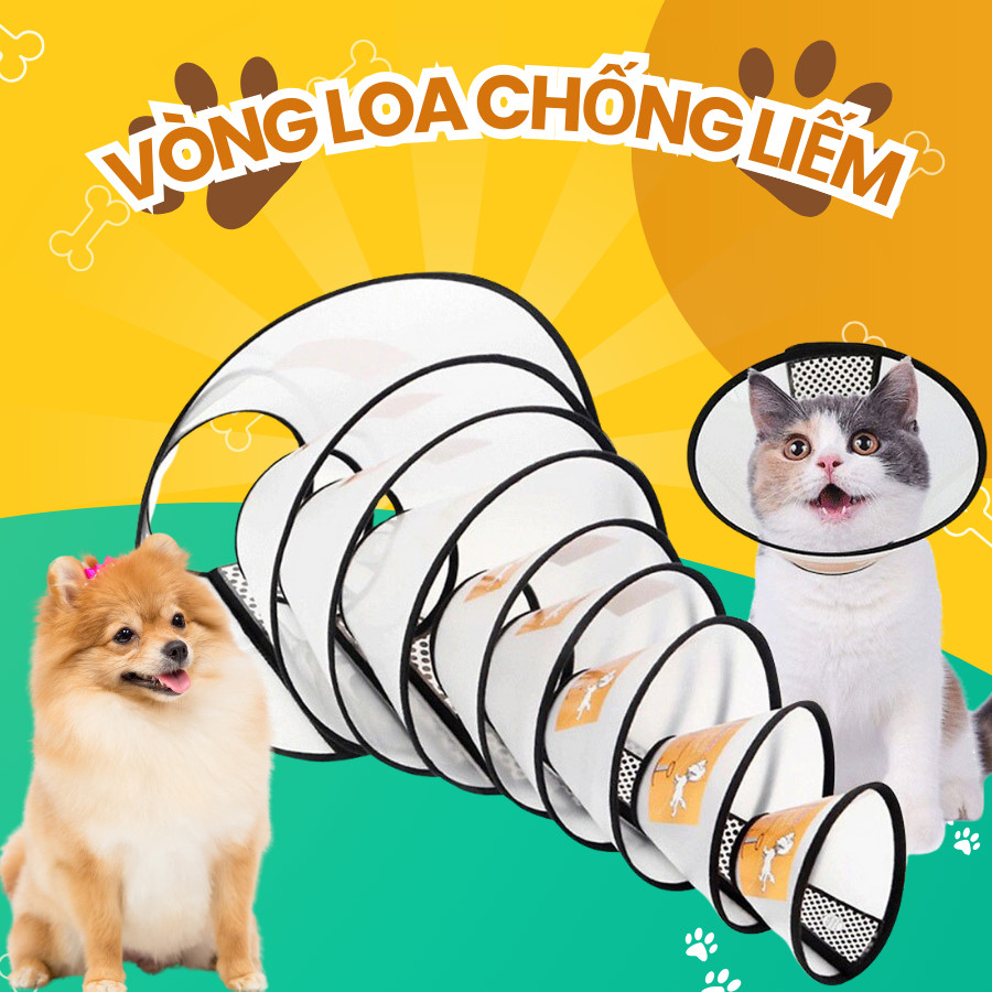 Vòng chống liếm cho chó mèo - vòng loa chụp cổ bảo vệ chống cắn cho thú cưng