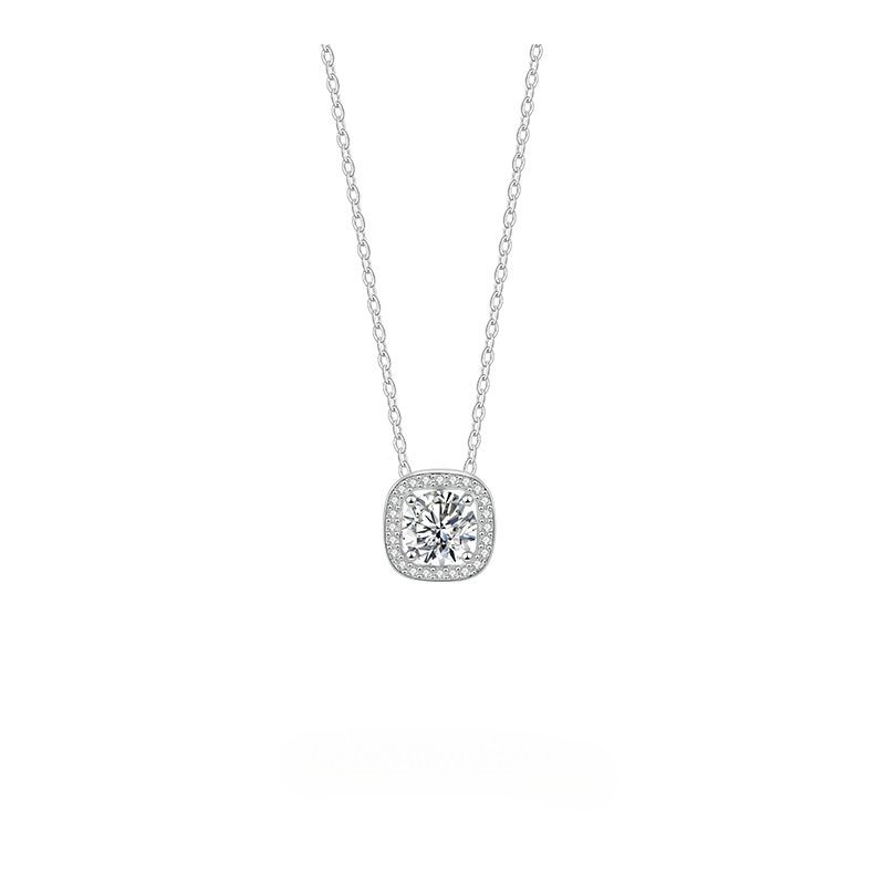 Thời Trang Vuông Zircon Vòng Cổ Thép Titan Không Phai Màu Nữ Mặt Dây Chuyền Độc Đáo Tất Cả Trận Đấu Dây Chuyền Xương Đòn